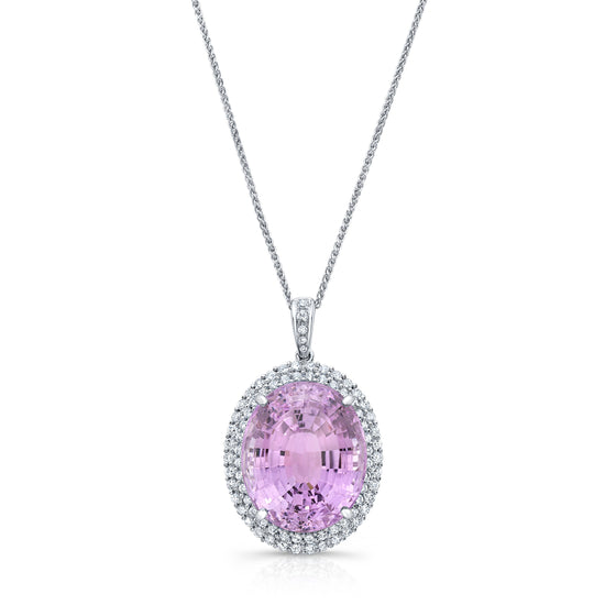 Kunzite Gemstone and Diamond Necklace