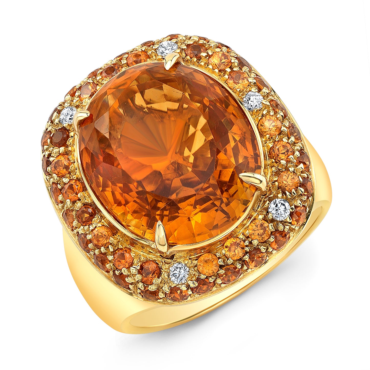 Citrine with Accents of Spessartite Garnets and Diamonds