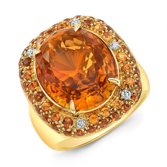 Citrine with Accents of Spessartite Garnets and Diamonds
