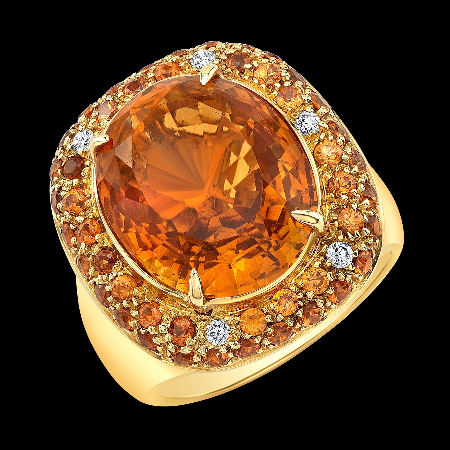 Citrine with Accents of Spessartite Garnets and Diamonds
