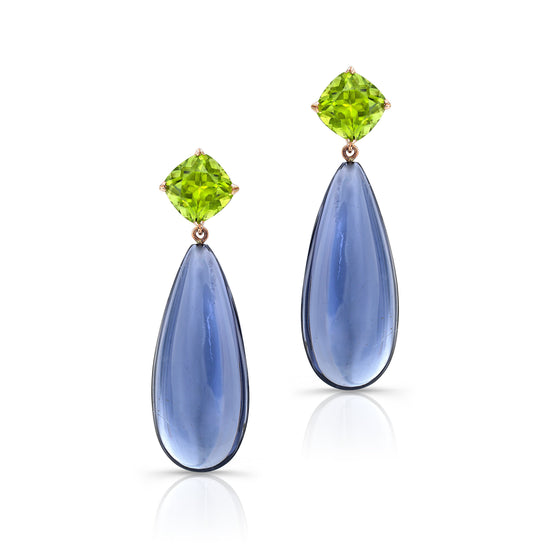 Load image into Gallery viewer, Peridot and Iolite Drop Earrings
