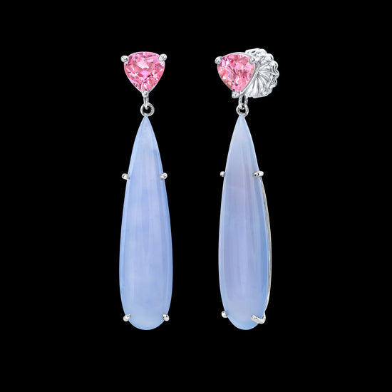 Tourmaline and Lavender Chalcedony Earrings
