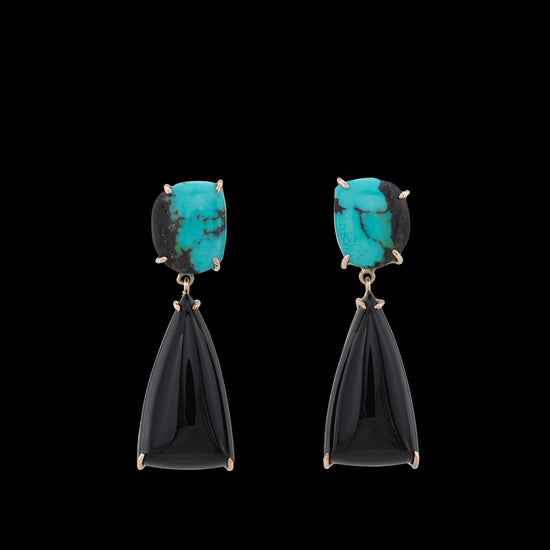 Turquoise and Black Onyx Earrings