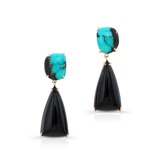 Turquoise and Black Onyx Earrings