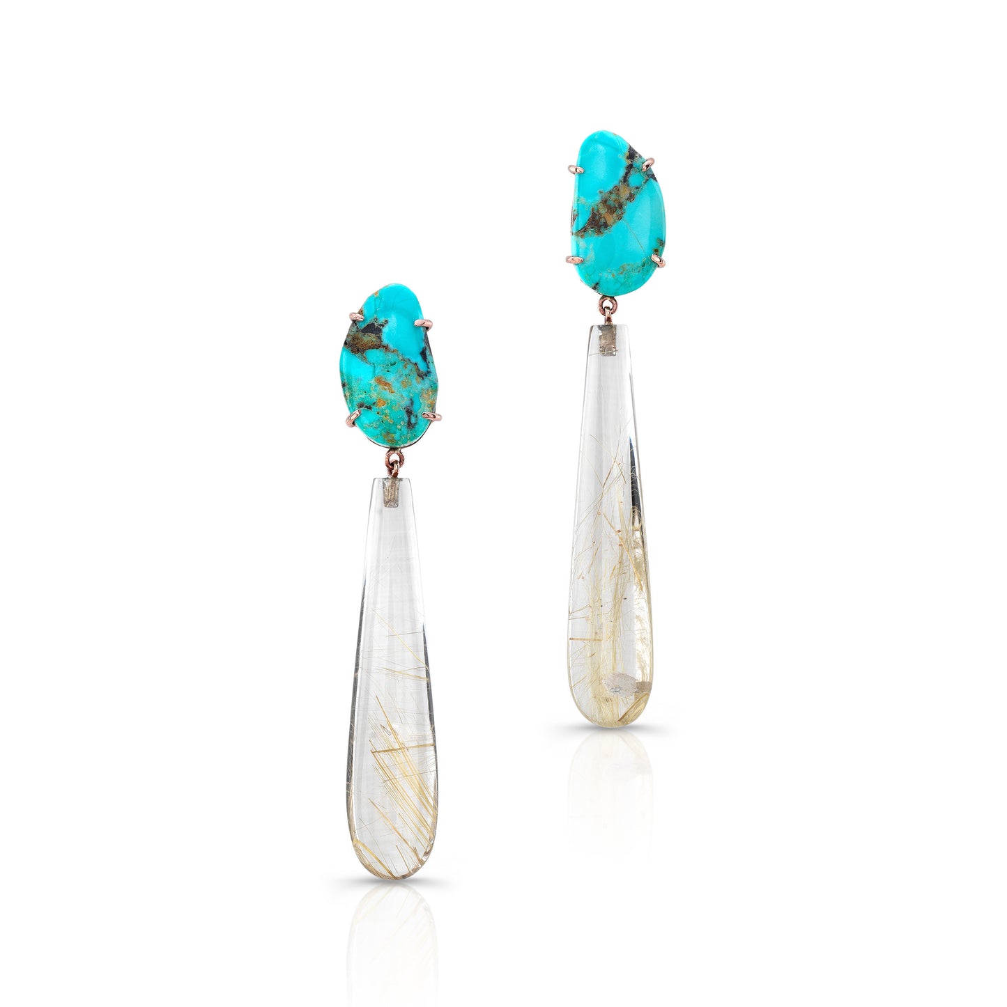 Load image into Gallery viewer, Turquoise and Rutilated Quartz Earrings
