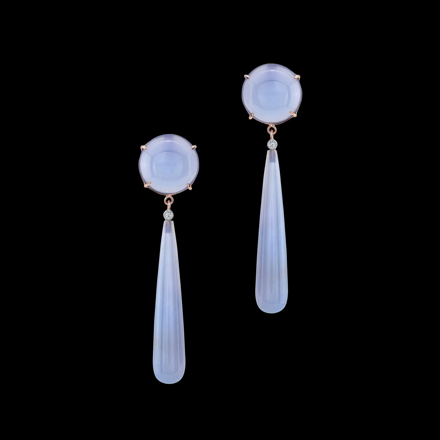 Load image into Gallery viewer, Lavender Chalcedony Drop Earrings
