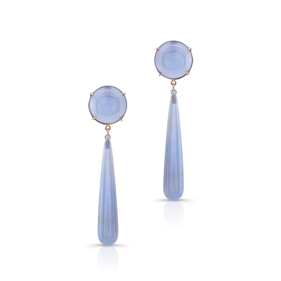 Load image into Gallery viewer, Lavender Chalcedony Drop Earrings
