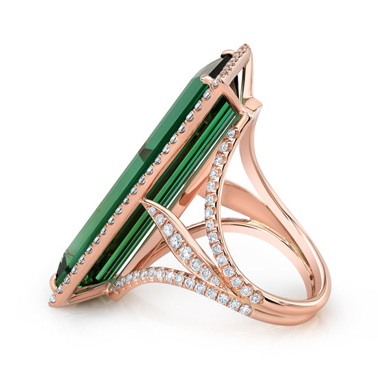Tourmaline Fine Gemstone and Diamond Rose Gold Ring
