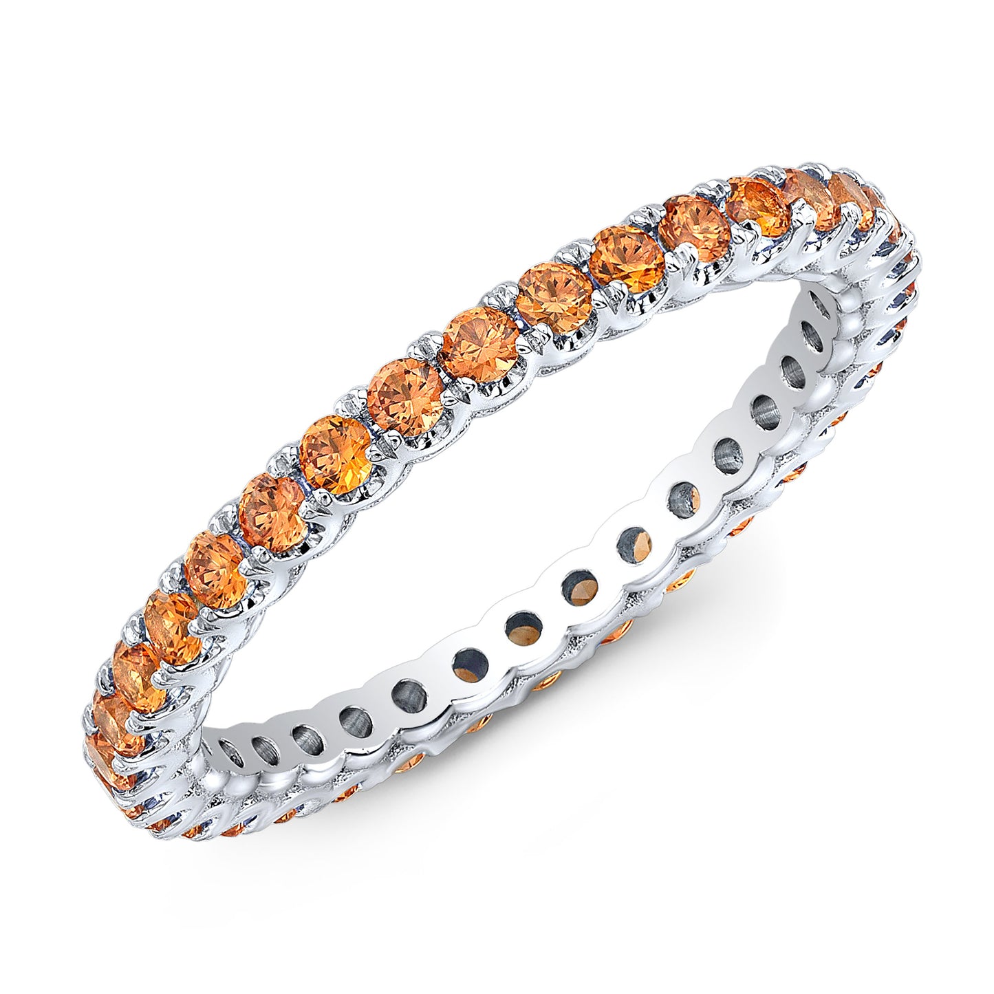 Orange Sapphire Eternity Band in 18k White Gold