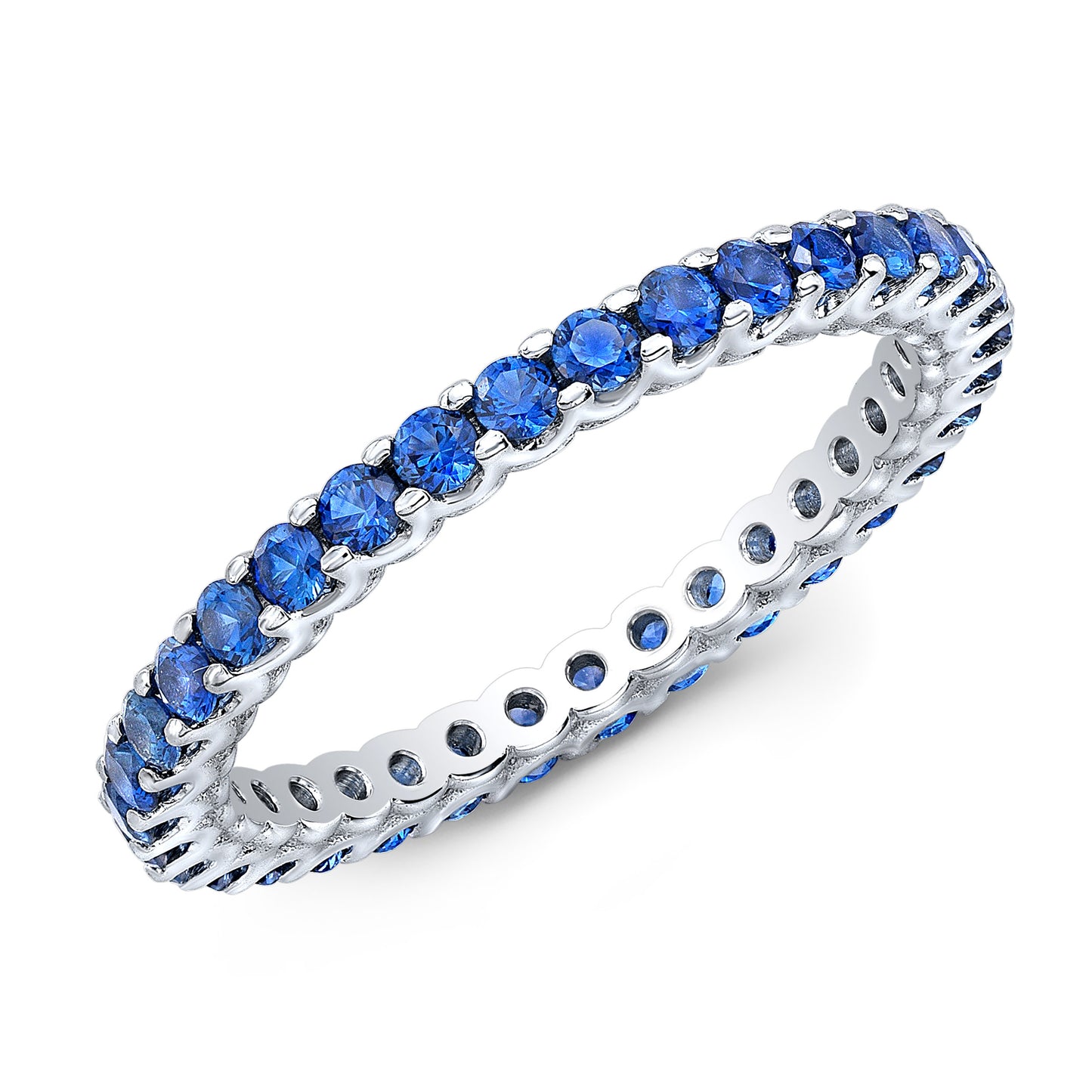 Load image into Gallery viewer, Blue Sapphire Stackable Eternity Band in 18kt White Gold
