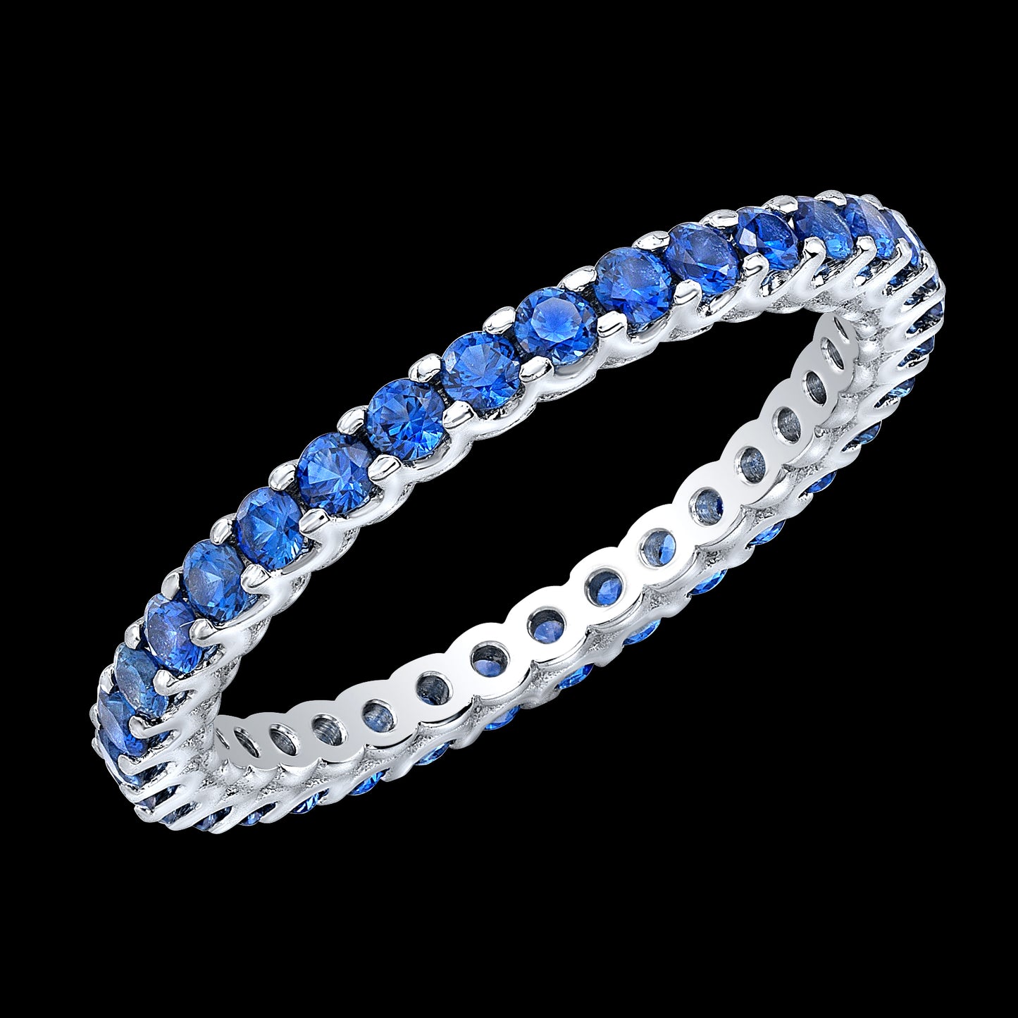 Load image into Gallery viewer, Blue Sapphire Stackable Eternity Band in 18kt White Gold
