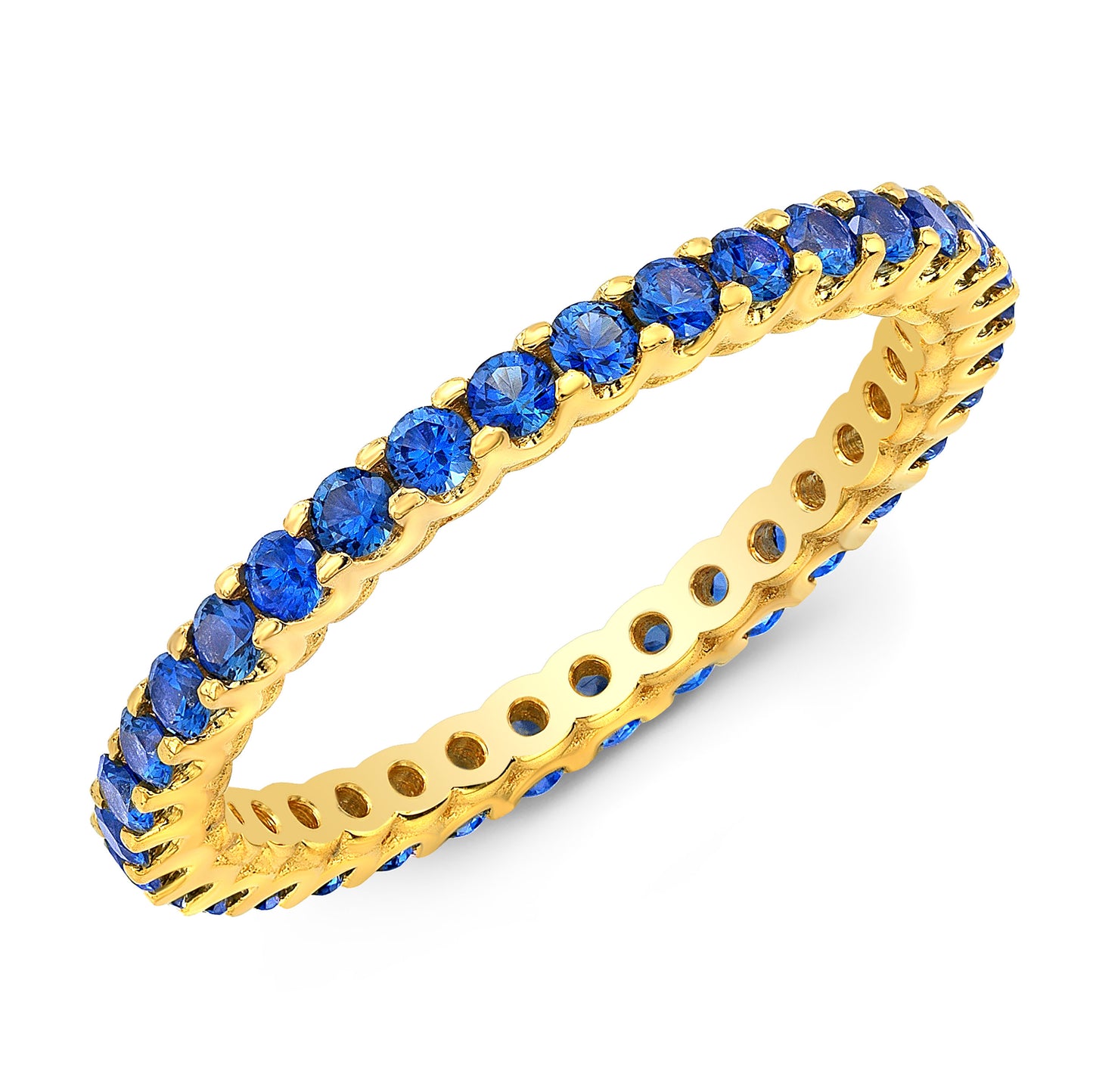 Blue Sapphire Stackable Eternity Band in 18kt Yellow Gold