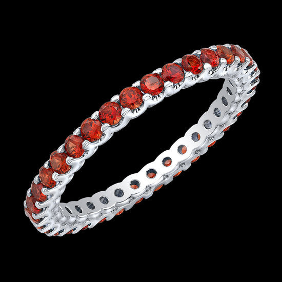 Ruby Single Row Stackable Eternity Band in 18k White Gold
