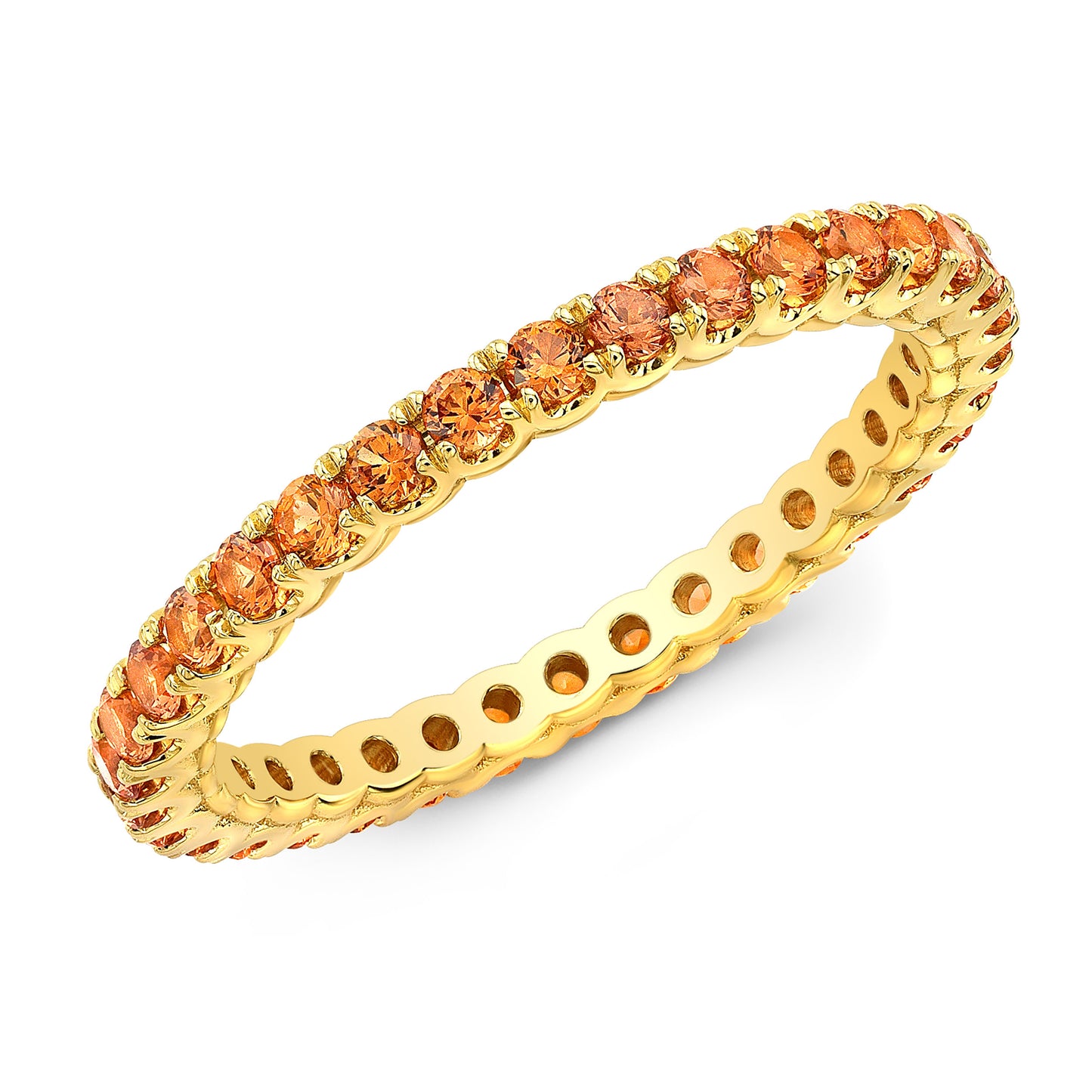 Load image into Gallery viewer, Orange Sapphire Stackable Eternity Band in 18kt Yellow Gold
