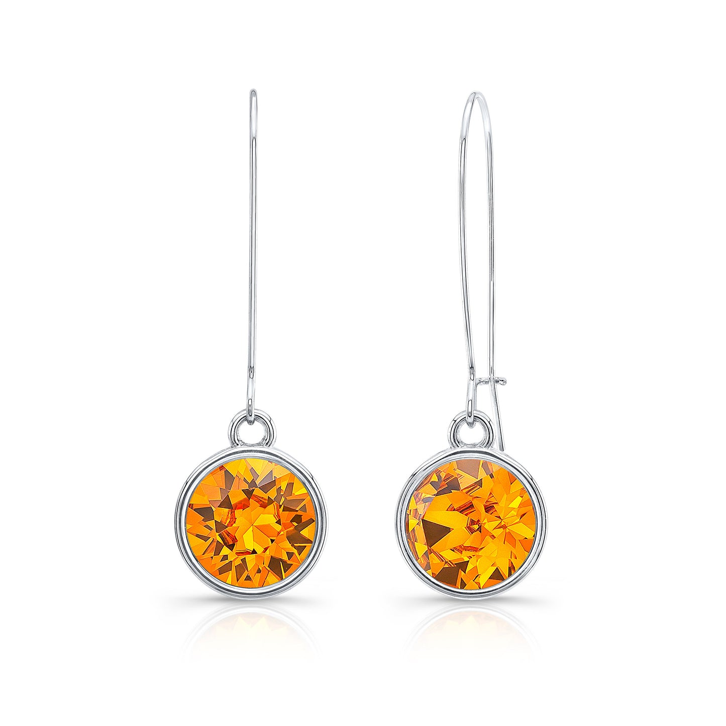 Load image into Gallery viewer, Orange Drop Earrings in White Setting
