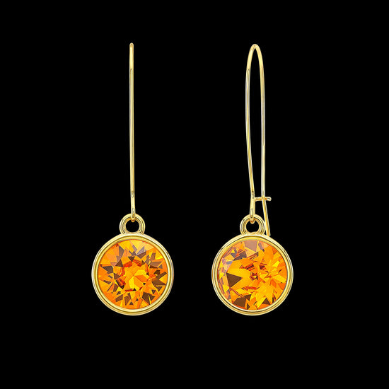Orange Drop Earrings in Yellow Setting