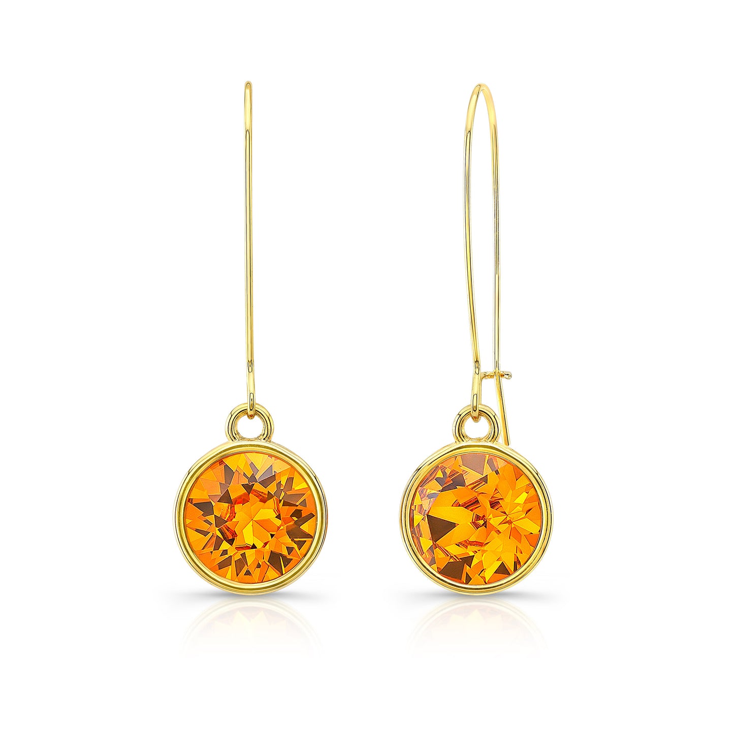 Orange Drop Earrings in Yellow Setting