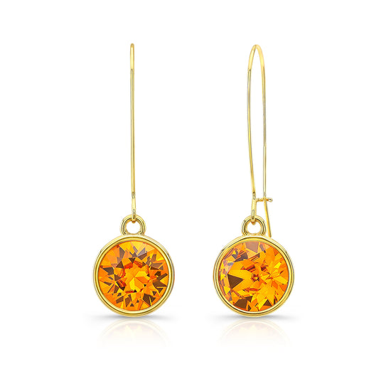 Orange Drop Earrings in Yellow Setting