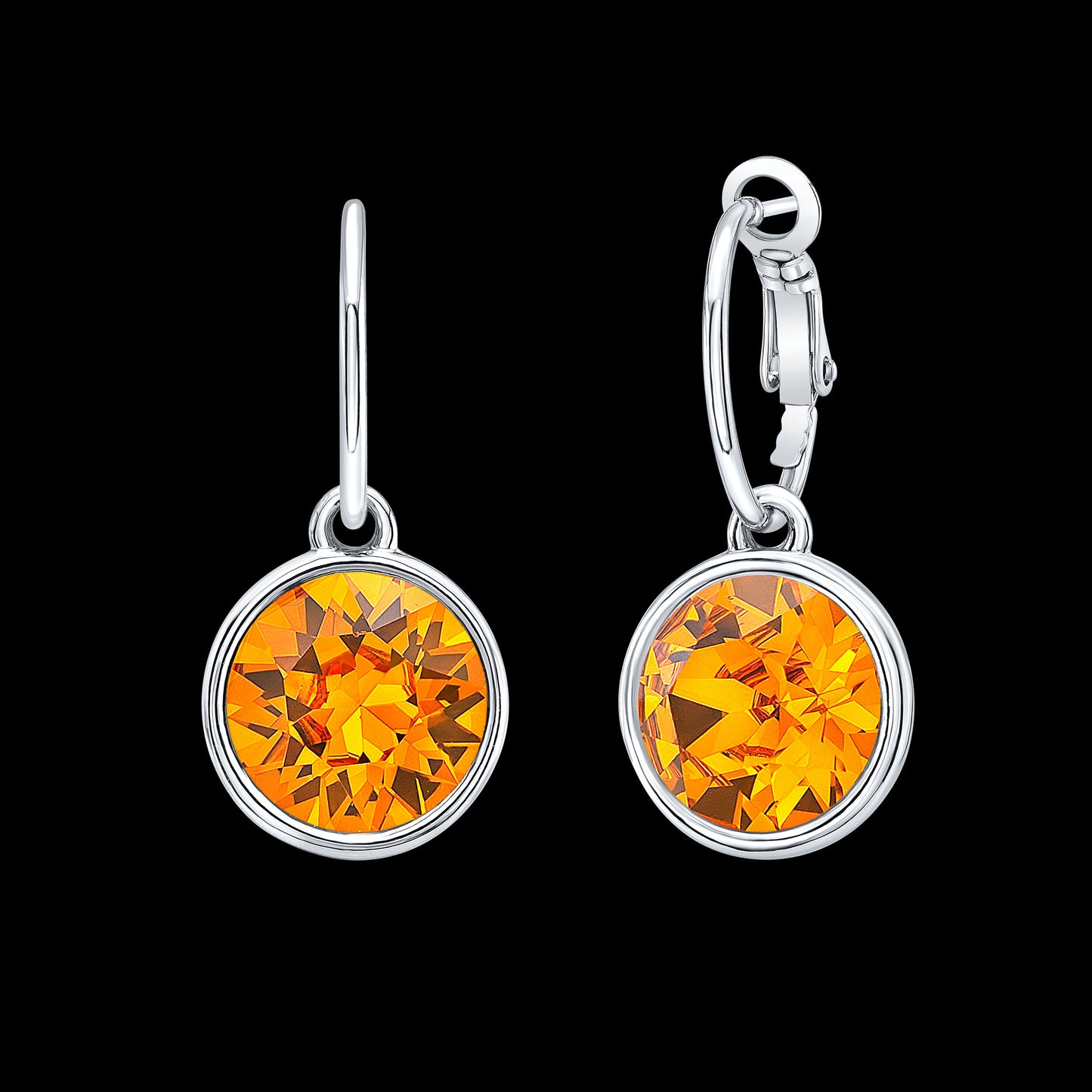 Orange Lever Back Earrings in White