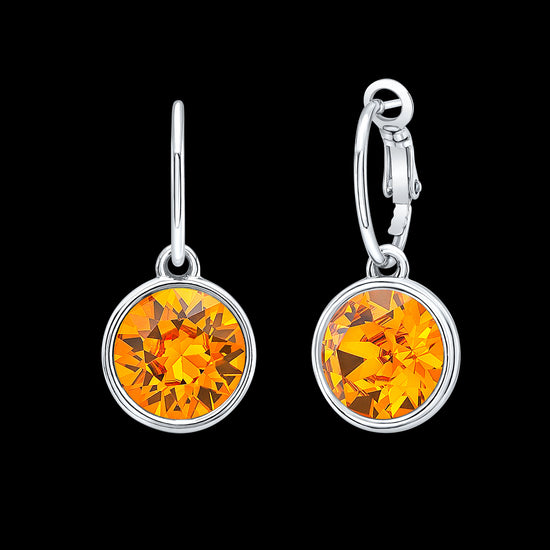 Orange Lever Back Earrings in White