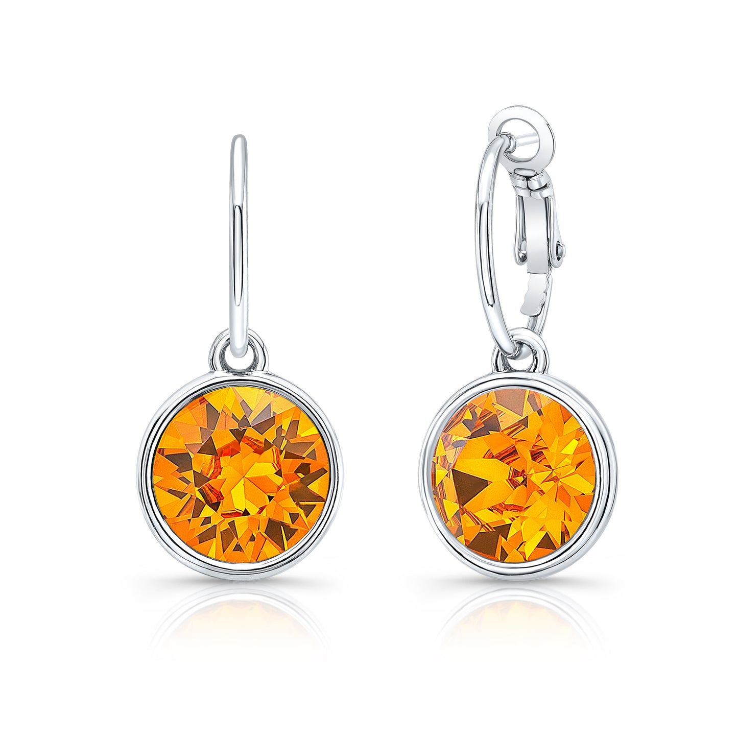 Orange Lever Back Earrings in White