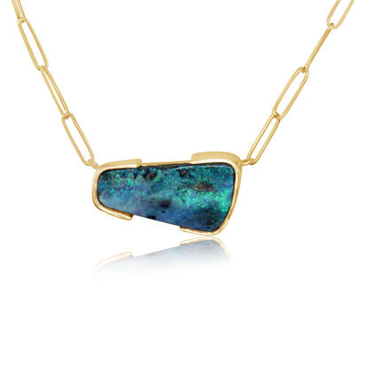 Boulder Opal Necklace in 14K Yellow Gold