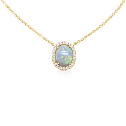 Calibrated Light Opal Necklace in 14K Yellow Gold