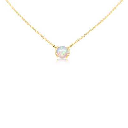 Calibrated Light Opal Necklace in 14K Yellow Gold