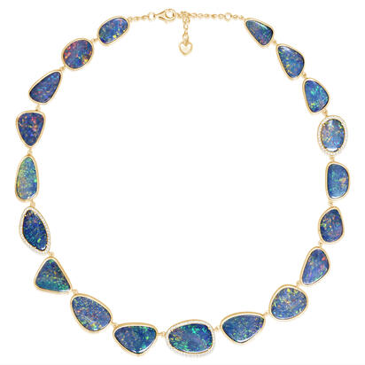 Load image into Gallery viewer, Opal Doublet Necklace in 14K Yellow Gold
