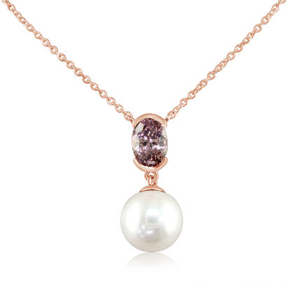 Cultured Pearl Necklace in 14K Rose Gold