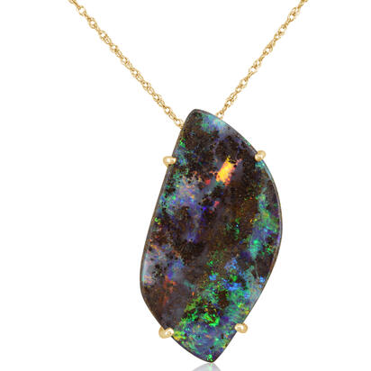 Load image into Gallery viewer, Boulder Opal Pendant in 14K Yellow Gold
