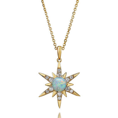 Load image into Gallery viewer, Calibrated Light Opal Pendant in 14K Yellow Gold
