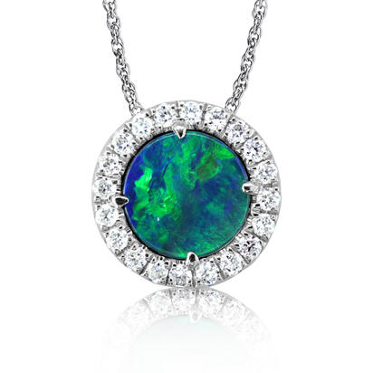 Load image into Gallery viewer, Opal Doublet Pendant in 14K White Gold
