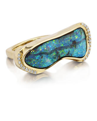 Boulder Opal Ring in 18K Yellow Gold