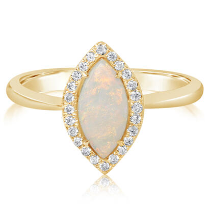 Calibrated Light Opal Ring in 14K Yellow Gold