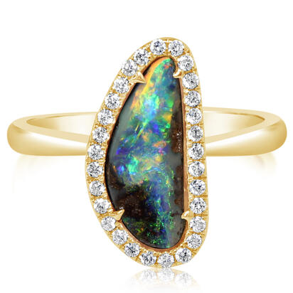 Boulder Opal Ring in 14K Yellow Gold