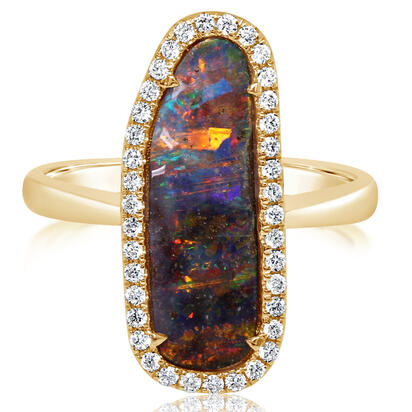Boulder Opal Ring in 14K Yellow Gold