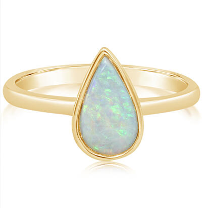 Natural Light Opal Ring in 14K Yellow Gold